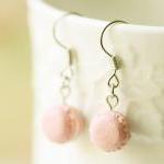 Miniature Food Jewelry - Soft Pink French Macaron Earrings