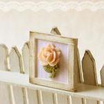 Dollhouse Miniature Shabby Chic Pink Framed Rose Decoration 