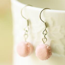 Miniature Food Jewelry - Soft Pink French Macaron Earrings