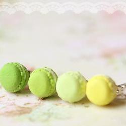 Miniature Food Earrings - French Macaron Earrings in Green and Yellow Series